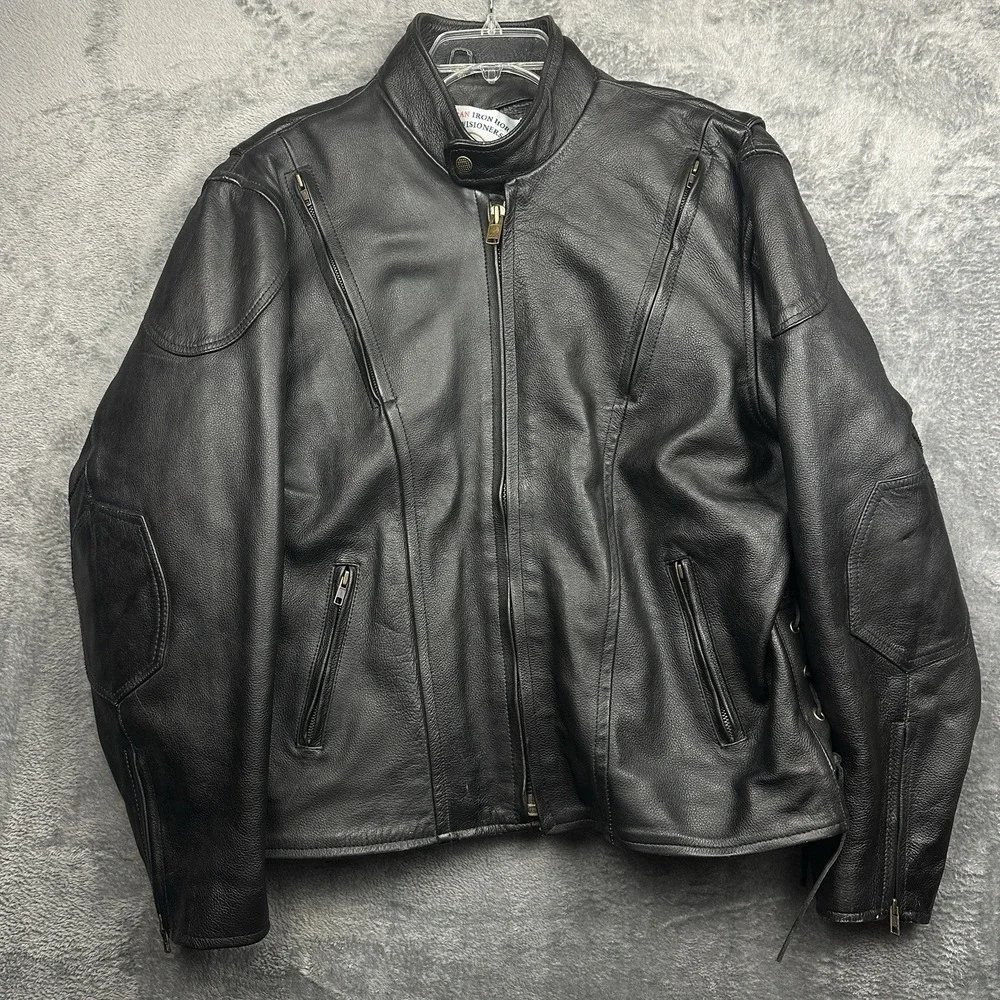American Iron Horse Provisioners Motorcycle Jacket Men's Size 46 Black Leather